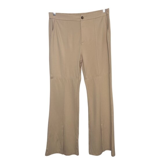 Wide Leg Pants Womens XL Beige Front Slits New WOT - Picture 1 of 8